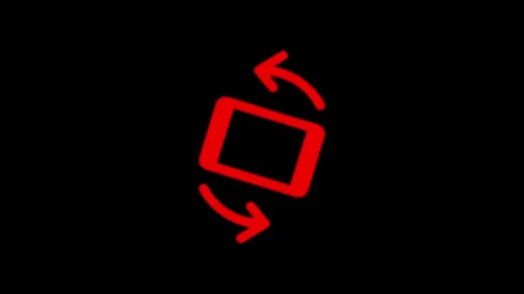 Red screen rotation symbol on black background phone icon with arrows indic.. Stock Footage 340001101