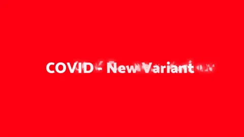 Red screen saver with text Covid - New Variant for news and advertisement on tv Stock Footage 157309734