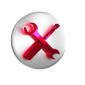 Red Screwdriver and wrench spanner tools icon isolated on transparent backgro Stock Illustration