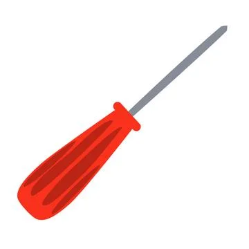 Red screwdriver on white background in flat style Illustration