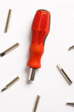 Red screwdriver, white background Stock Photos