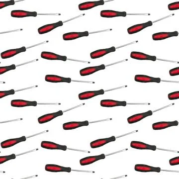 Red screwdrivers on seamless background Stock Illustration