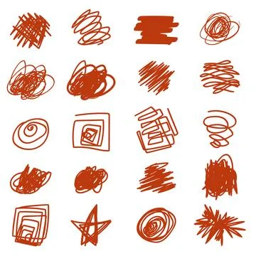 Red scribble doodle hand drawn collection.Vector illustration Stock Illustration