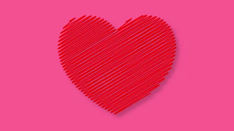 Red scribble heart Video stock 312821276