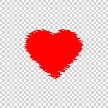 Red Scribble Heart Hand Drawn Love Symbol PNG Icon Ilustração Stock