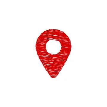 Red Scribble Location Map Pin Icon Hand Drawn Marker Isolated Ilustração Stock