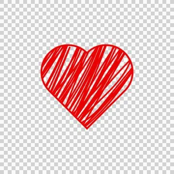 Red Scribbled Heart Hand Drawn Love Symbol PNG Stock Illustration