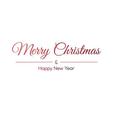 Red Script Merry Christmas and Happy New Year Text Stock Illustration
