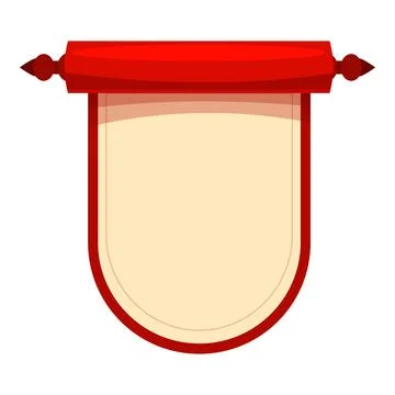 Red scroll hanging with blank parchment displaying important information Stock Illustration
