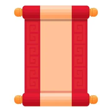 Red scroll icon cartoon vector. Spring new year Stock Illustration