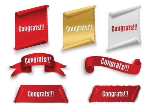 The red scroll.congrats on the white background.vector illustration Stock Illustration