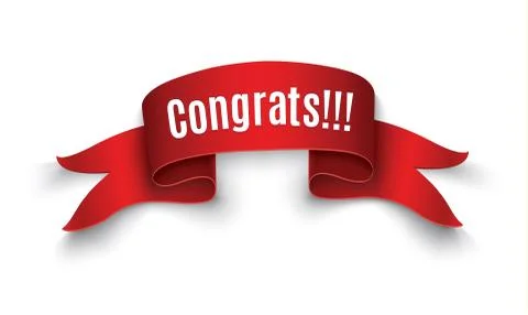 The red scroll.congrats on the white background.vector illustration Stock Illustration