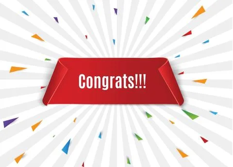 The red scroll.congrats on the white background.vector illustration Stock Illustration