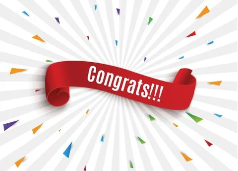 The red scroll.congrats on the white background.vector illustration Stock Illustration