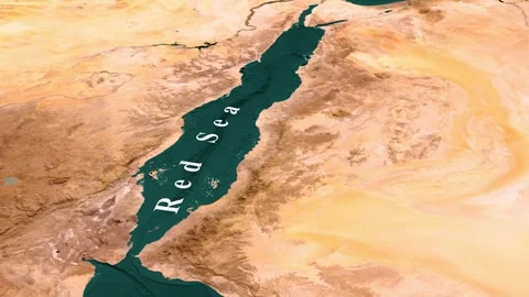 Red Sea Satellite Map Animation Showing Coastline Between Africa and Arabia Stock Footage 346246903