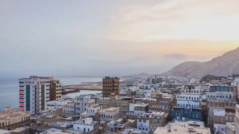 Red sea shore in Al Mukalla, Yemen. (time-lapse) Video stock 116383553