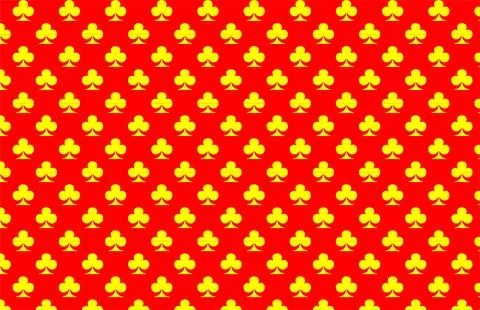 Red Seamless Club Symbol Pattern Yellow Card Suit Background Ilustração Stock