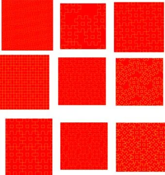 Red Seamless Japanese pattern of double-digited swastika set Stock Illustration