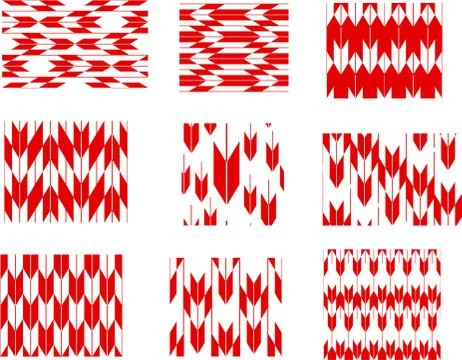 Red Seamless Japanese pattern representing arrows set Stock Illustration