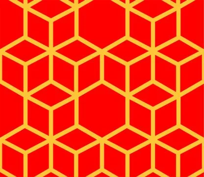 Red Seamless Japanese pattern representing the turtle shell Stock Illustration