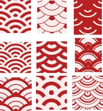 Red Seamless Japanese pattern that represents the Qinghai wave s Stock Illustration