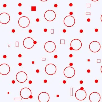 Red seamless pattern. Abstract background with circles and squares. Red and w Stock Illustration
