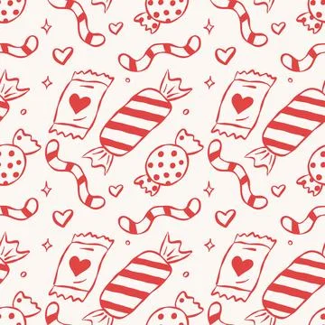 Red seamless pattern with candies Stock Illustration