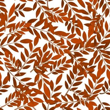 Red seamless pattern leafs on white background. Stock Illustration