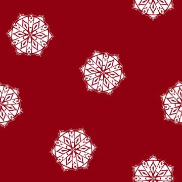 Red Seamless Pattern with a Snowflake 스톡 일러스트
