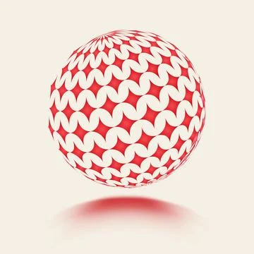 Red Seamless Pattern Sphere with Geometric Optical Design Stock Illustration