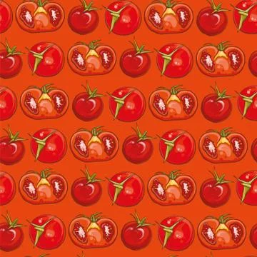 Red seamless pattern with tomatoes 库存插图