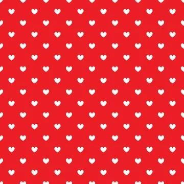 Red seamless pattern with white hearts Stock Illustration