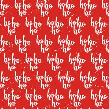Red seamless pattern with white Ho Ho Ho words Stock Illustration