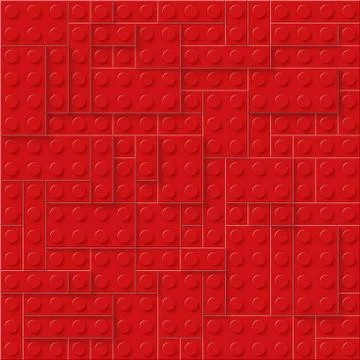 Red seamless plastic construction plate. Perfect closeup gloss plastic block Illustrazione stock