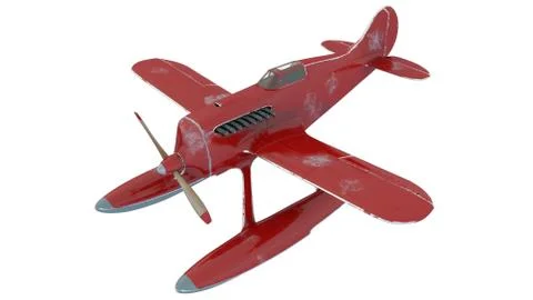 Red seaplane. 3D render Illustrazione stock