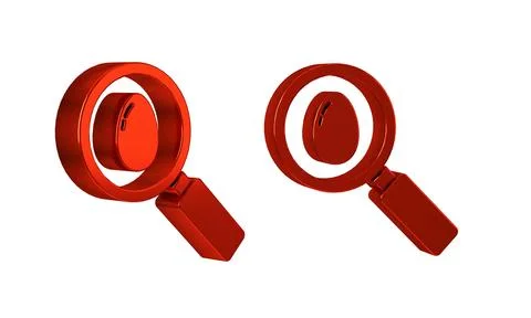 Red Search and easter egg icon isolated on transparent background. Happy Ea.. Stock Illustration