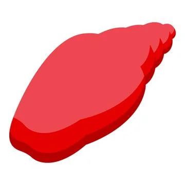 Red seashell is lying on a white background Stock Illustration