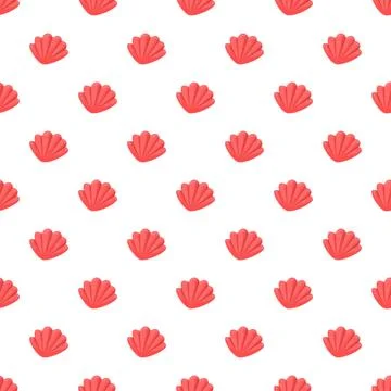 Red seashell pattern repeating on white background 库存插图