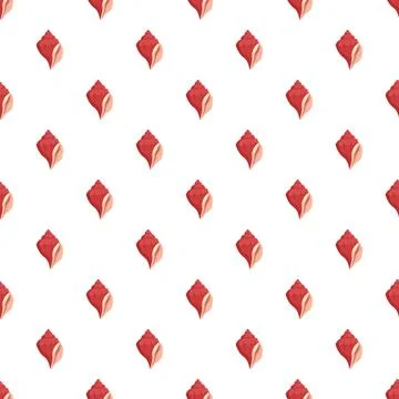 Red seashell seamless pattern creating repeating marine life theme Stock Illustration