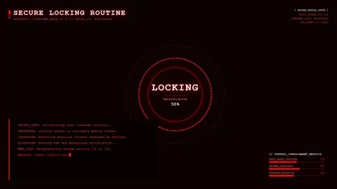 Red Secure Vault Locking Lockdown Protocol Animation. Stock Footage 347199259
