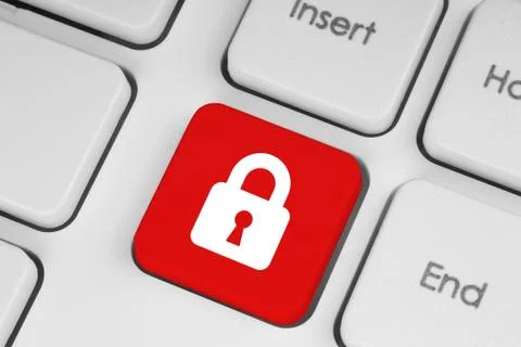 Red security button . Stock Photos