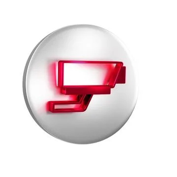 Red Security camera icon isolated on transparent background. Silver circle .. Stock Illustration