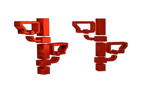 Red Security camera icon isolated on transparent background. Illustrazione stock