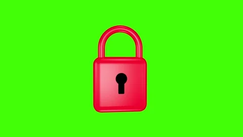 The red security lock spins on the green screen. Cybersecurity. Stock Footage 298230805
