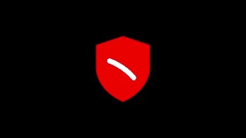 Red security shield icon appears and shows white cross mark on black backgrou Stock Footage 329145138