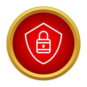 Red security shield protecting digital padlock icon Stockillustratie