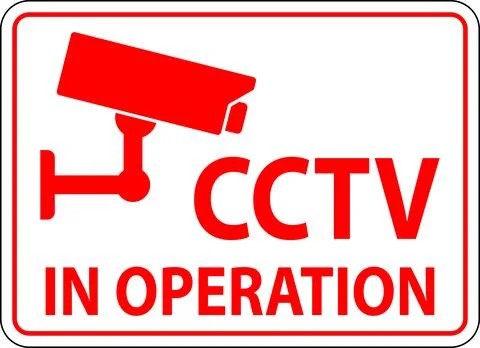 Red Security Sign Indicating CCTV Surveillance is in Operation Stock Illustration