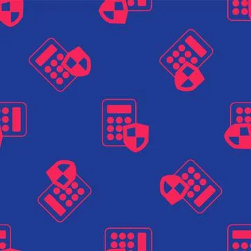 Red Security system control panel with display icon isolated seamless pattern on Stock Illustration