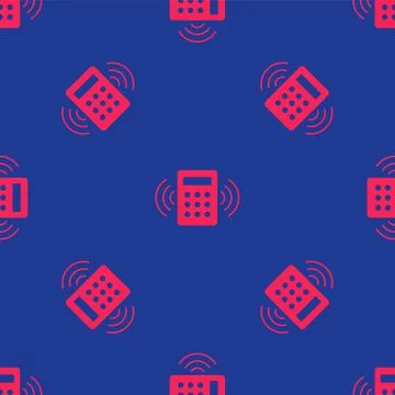 Red Security system control panel with display icon isolated seamless pattern on Stock Illustration