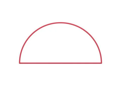 Red semicircle glossy geometric frame decorative basic foundation 3d element  Stock Illustration